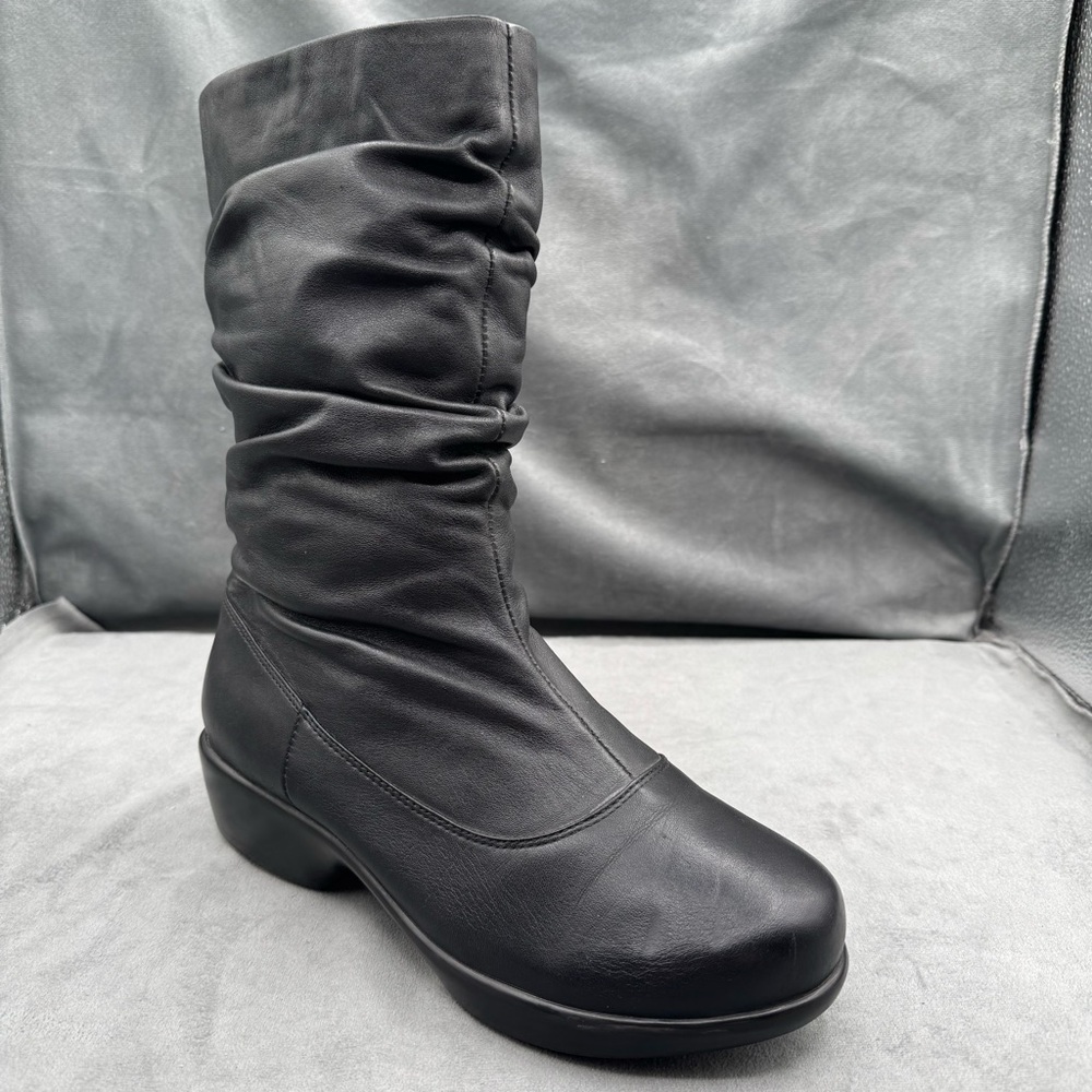 Dansko Aurora Slouch Boots Women’s Size 9.5 Black Leather‎ Casual Side Zip